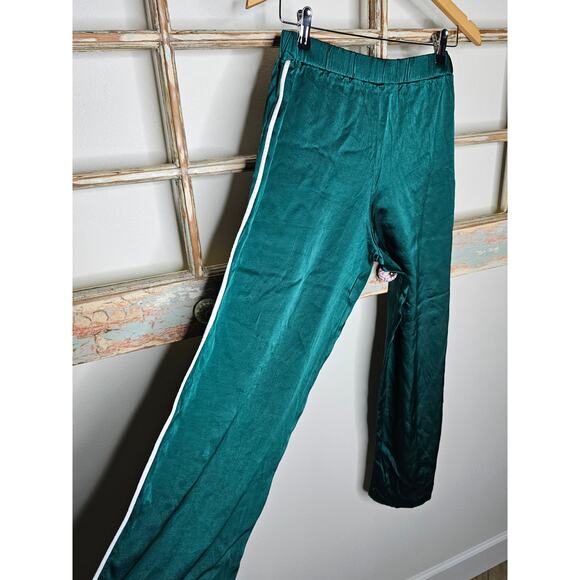 ZARA Ladies Silky Wide Leg Green Pants Pull On Ladies size Large - Picture 1 of 9